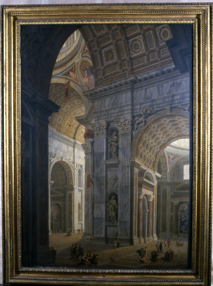 Interno della basilica di San Pietro a Roma (dipinto, opera isolata) di Garoli Pietro Francesco (ultimo quarto sec. XVII)