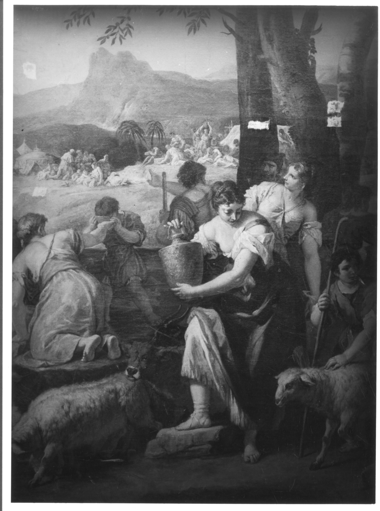 Mosè fa scaturire l'acqua dalla roccia (dipinto, opera isolata) di Ricci Sebastiano, Ricci Marco (attribuito) (secondo quarto sec. XVIII)