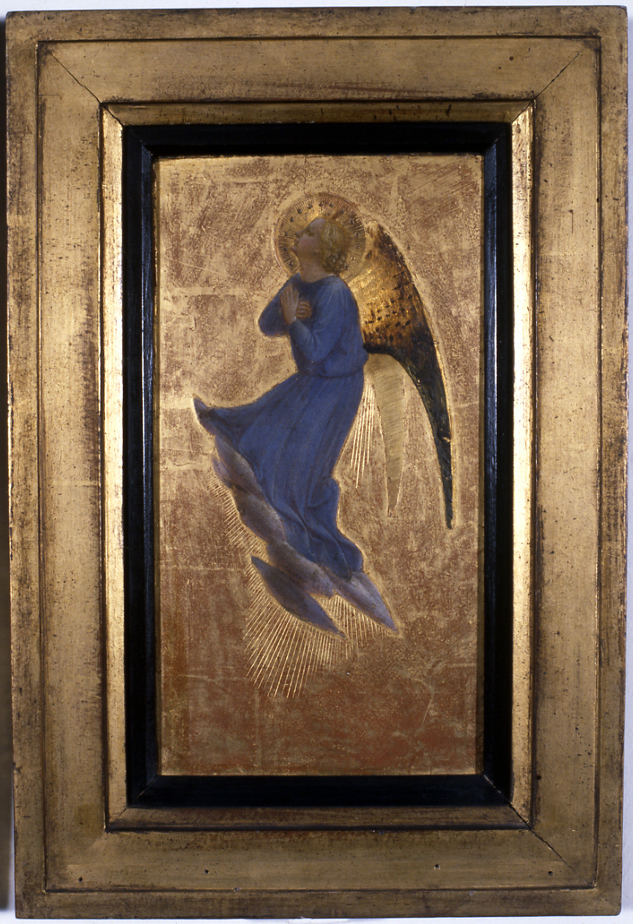 Angelo adorante volto verso sinistra (dipinto, frammento) di Giovanni da Fiesole detto Beato Angelico (terzo quarto sec. XV)
