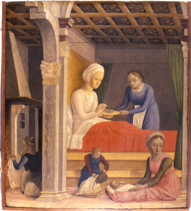 nascita di Maria Vergine (dipinto, opera isolata) di Nicolò di Leonardo detto Nicolò da Varallo - ambito lombardo (seconda metà sec. XV)
