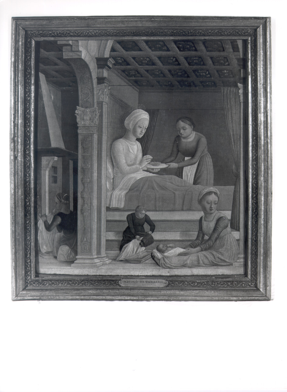 nascita di Maria Vergine (dipinto, opera isolata) di Nicolò di Leonardo detto Nicolò da Varallo - ambito lombardo (seconda metà sec. XV)