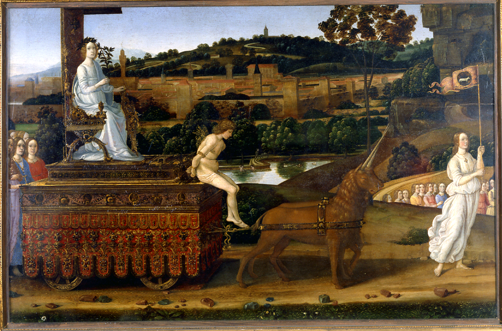 Il Trionfo della Castità, Trionfo di Castità (dipinto, opera isolata) di Gherardo di Giovanni detto Gherardo del Fora (ultimo quarto sec. XV)