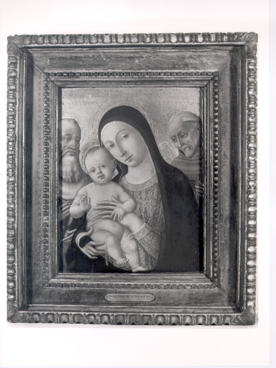 Madonna con Bambino con San Gerolamo e San Bernardino (dipinto, opera isolata) di Matteo di Giovanni di Bartolo (bottega) (terzo quarto sec. XV)