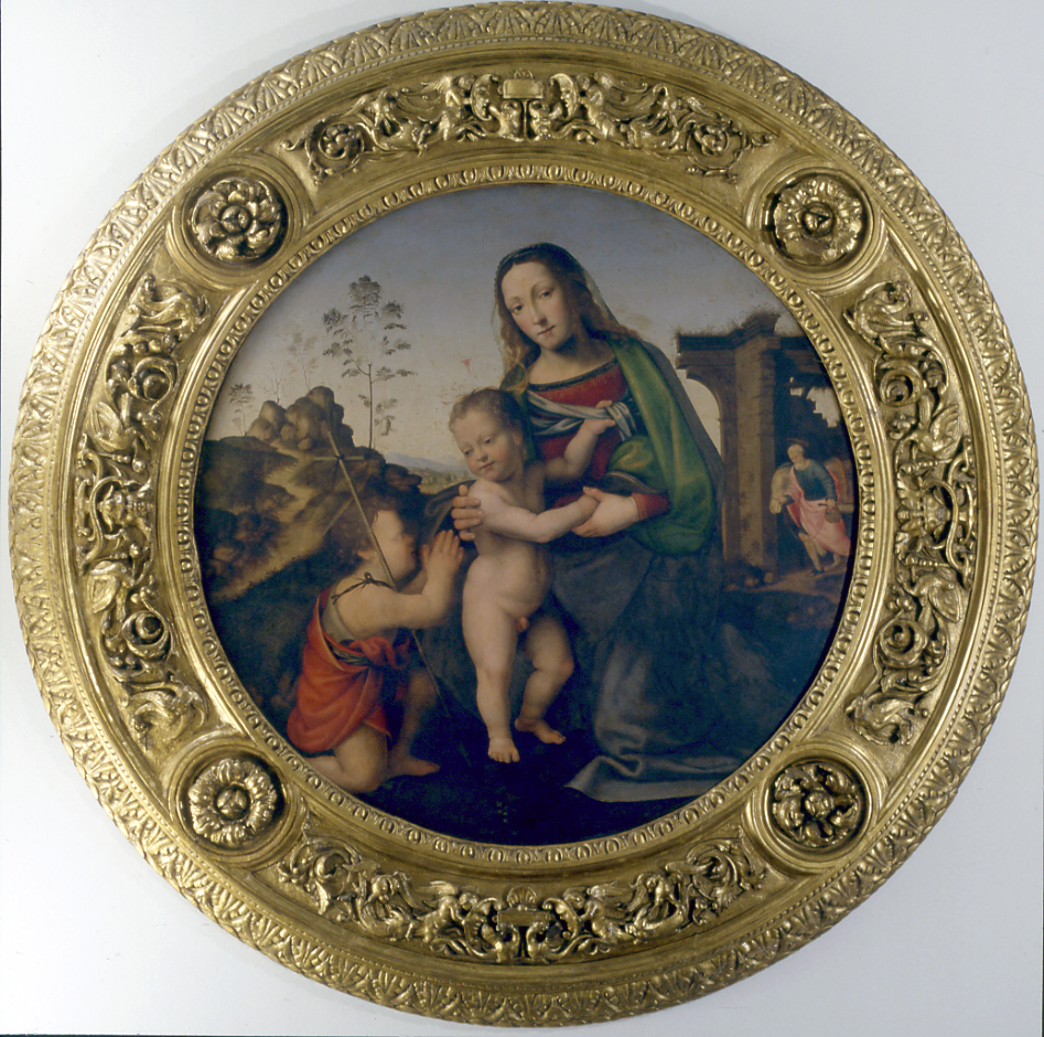 Sacra Famiglia con San Giovannino, Sacra Famiglia con San Giovanni Battista bambino (dipinto, opera isolata) di Bugiardini Giuliano (inizio sec. XVI)