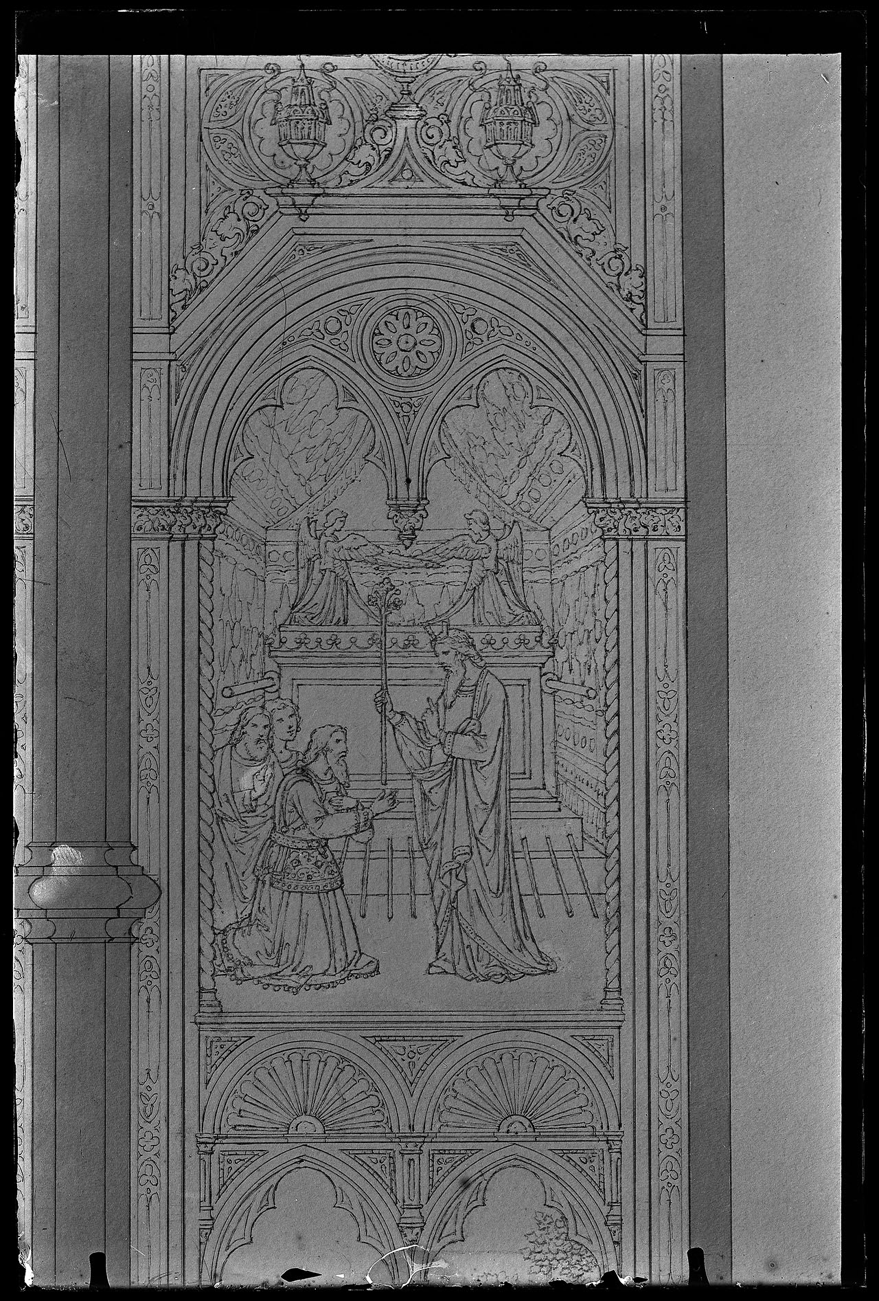 L0187 (negativo) di studio di vetrate artistiche Moretti-Caselli (fine/ inizio XX/ XXI)