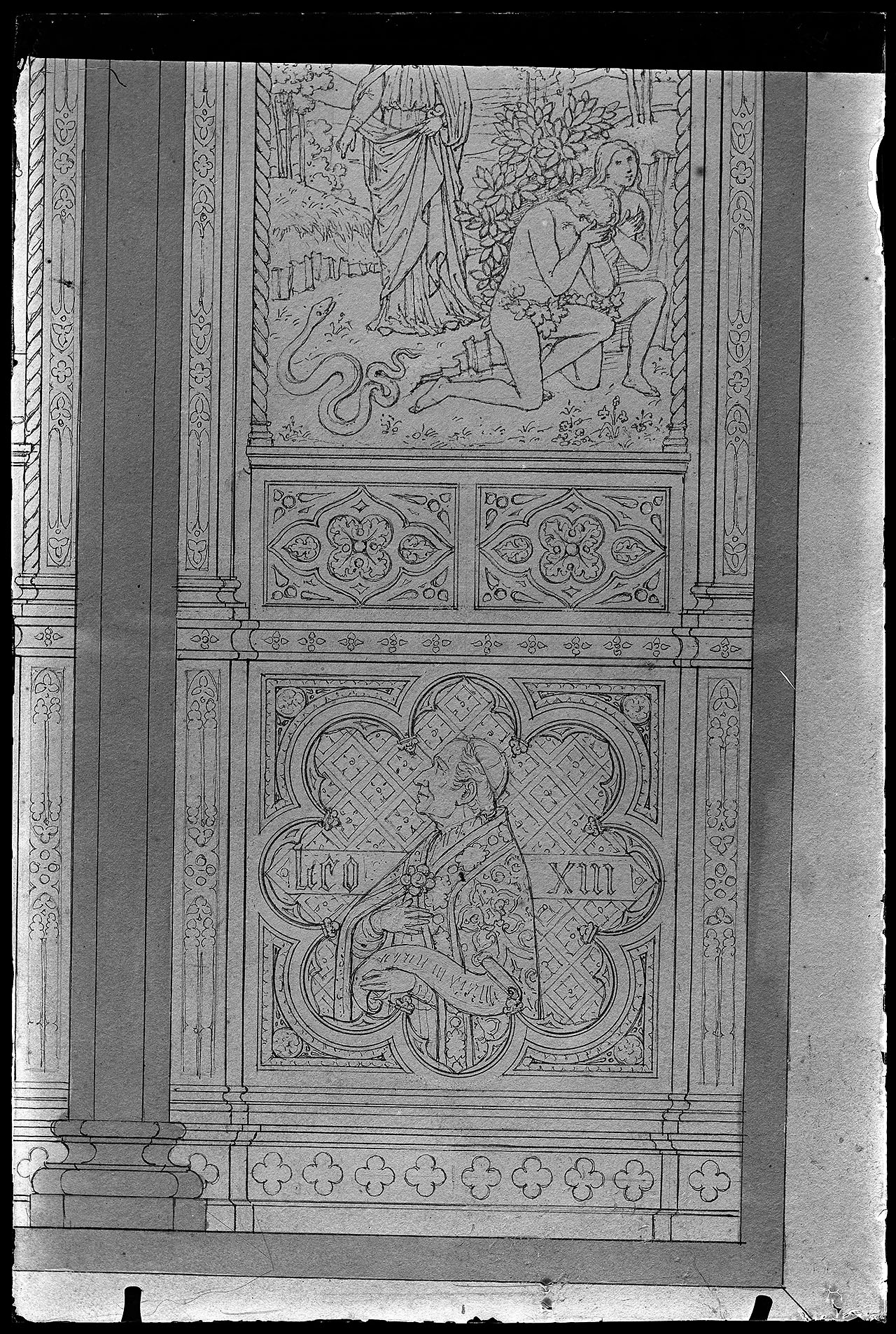 L0194 (negativo) di studio di vetrate artistiche Moretti-Caselli (fine/ inizio XX/ XXI)