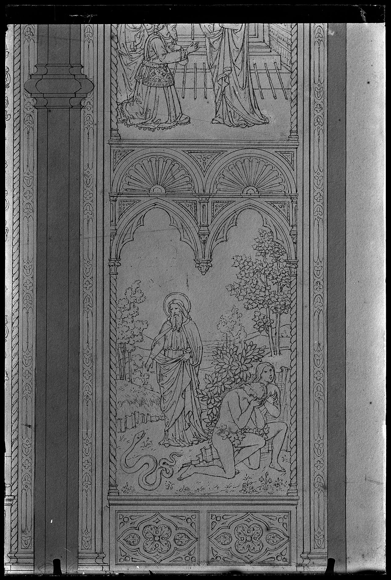 L0190 (negativo) di studio di vetrate artistiche Moretti-Caselli (fine/ inizio XX/ XXI)