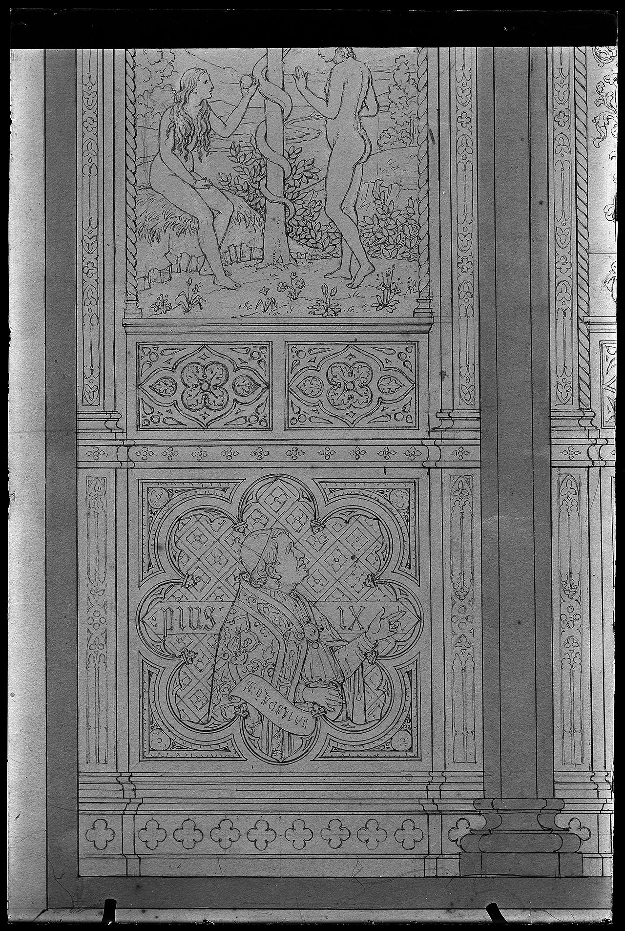 L0191 (negativo) di studio di vetrate artistiche Moretti-Caselli (fine/ inizio XX/ XXI)