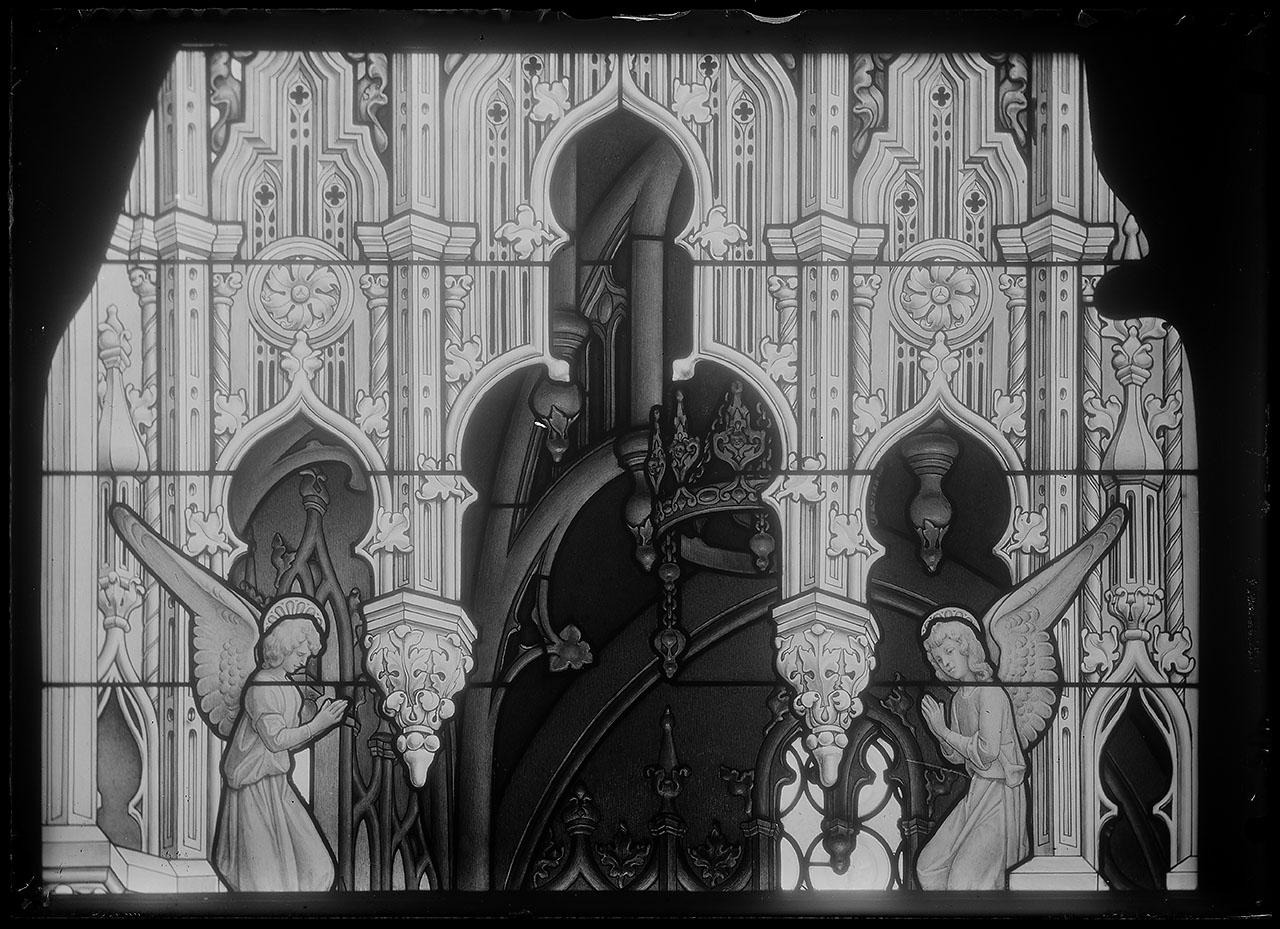 L0199 (negativo) di studio di vetrate artistiche Moretti-Caselli (fine/ inizio XX/ XXI)