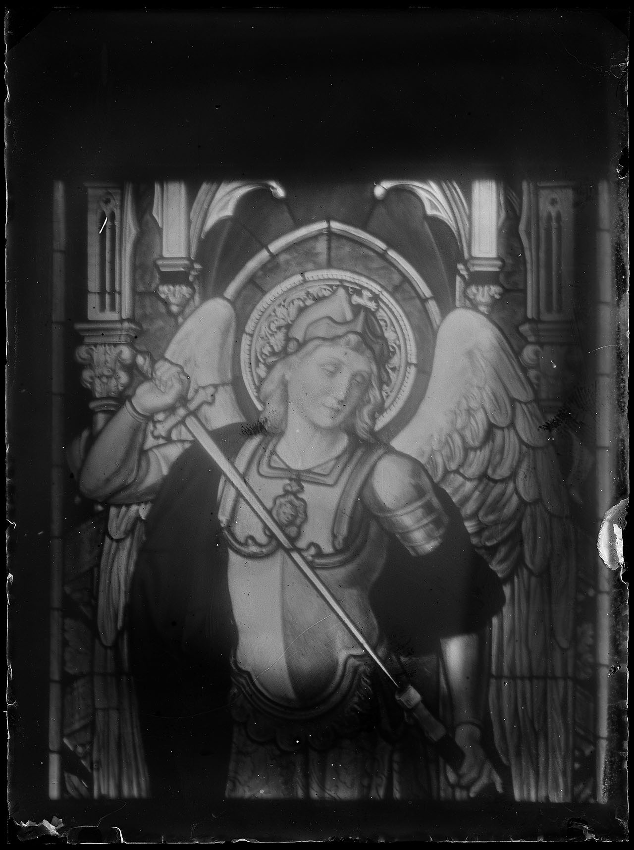 L0354 (negativo) di studio di vetrate artistiche Moretti-Caselli (fine/ inizio XX/ XXI)