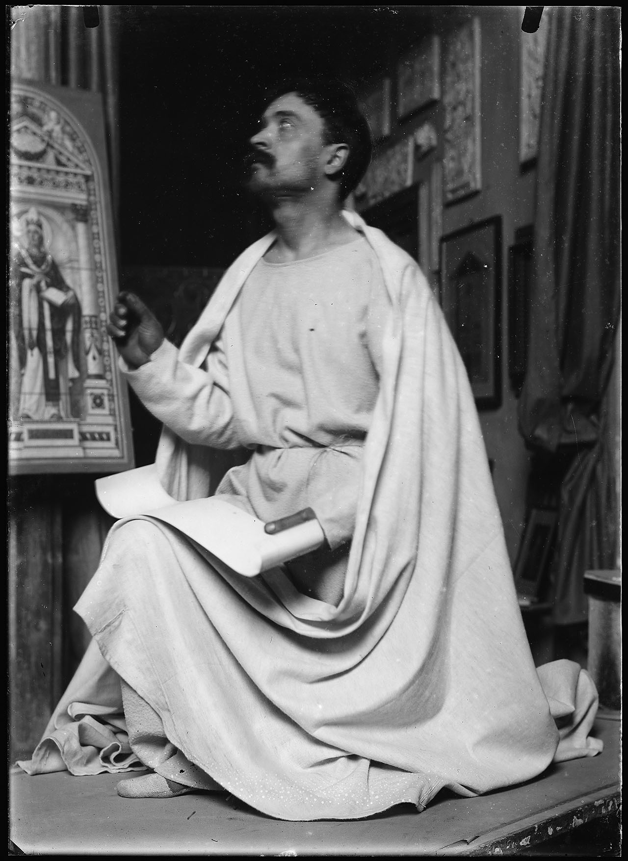 L0386 (negativo) di studio di vetrate artistiche Moretti-Caselli (fine/ inizio XX/ XXI)