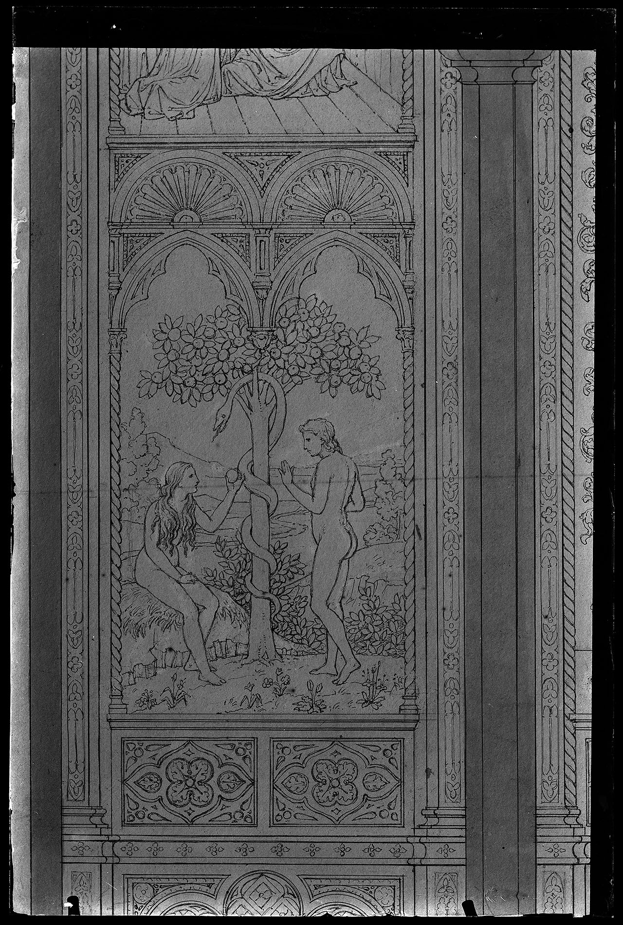 L0188 (negativo) di studio di vetrate artistiche Moretti-Caselli (fine/ inizio XX/ XXI)