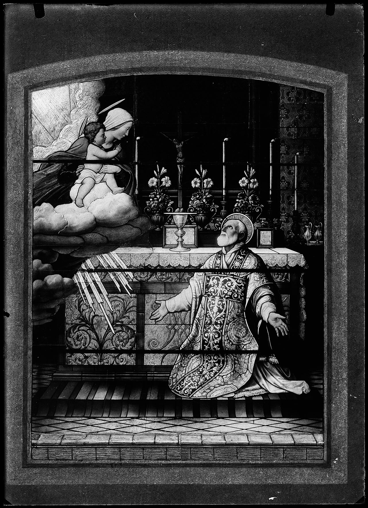 L0472 (negativo) di studio di vetrate artistiche Moretti-Caselli (fine/ inizio XX/ XXI)