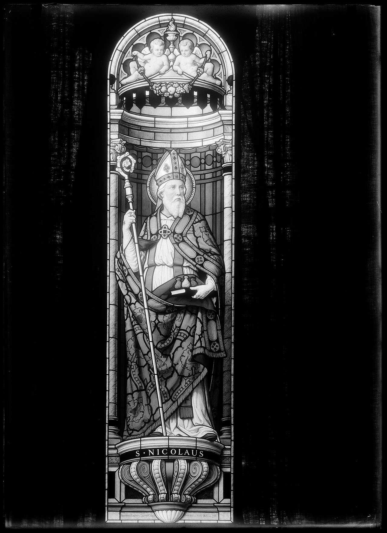 L0477 (negativo) di studio di vetrate artistiche Moretti-Caselli (fine/ inizio XX/ XXI)