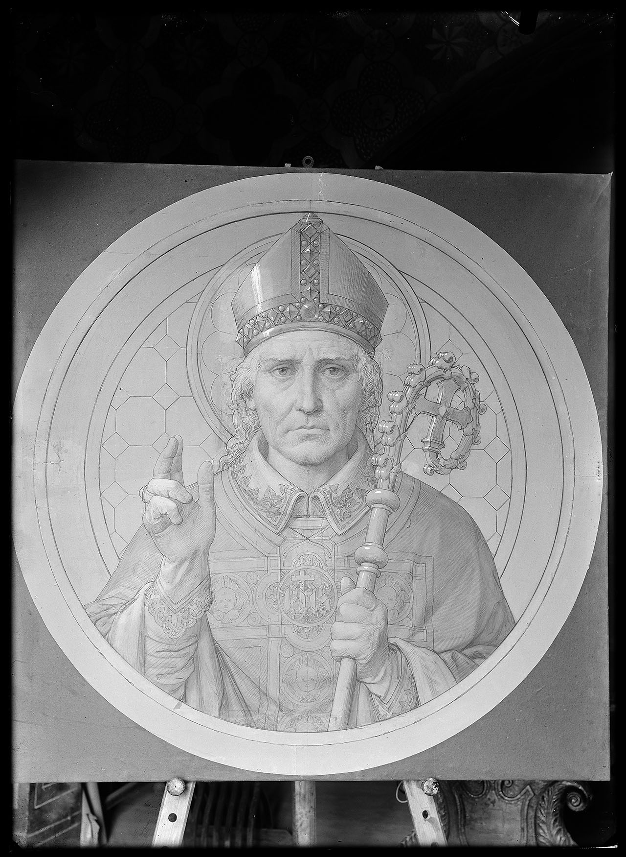 L0480 (negativo) di studio di vetrate artistiche Moretti-Caselli (fine/ inizio XX/ XXI)