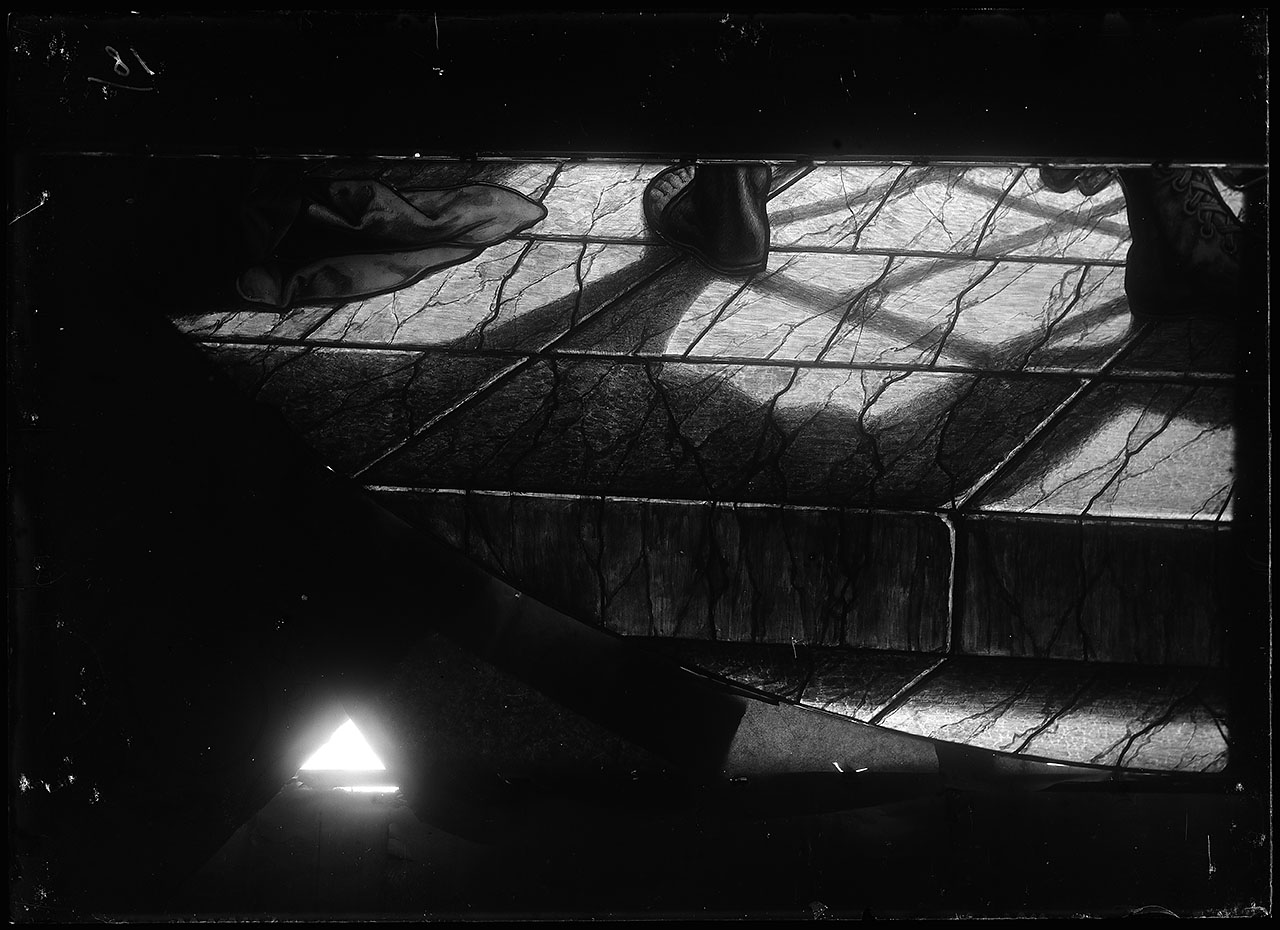 L0486 (negativo) di studio di vetrate artistiche Moretti-Caselli (fine/ inizio XX/ XXI)