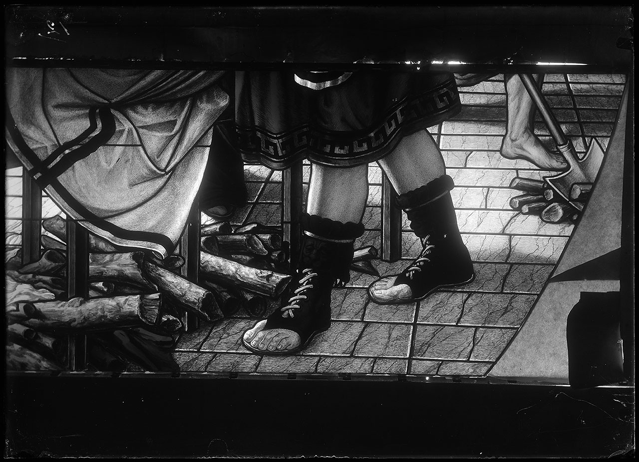 L0493 (negativo) di studio di vetrate artistiche Moretti-Caselli (fine/ inizio XX/ XXI)