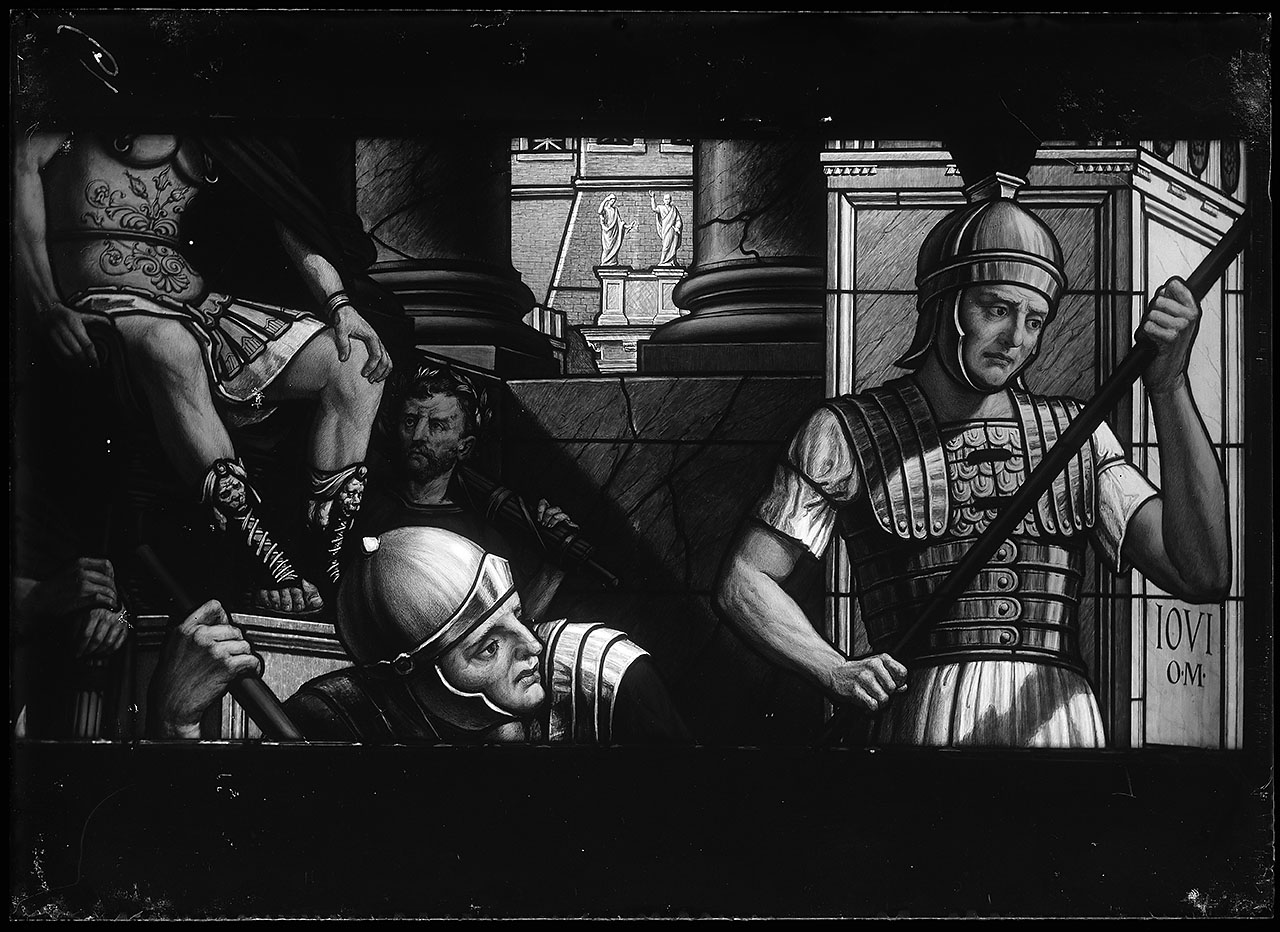 L0496 (negativo) di studio di vetrate artistiche Moretti-Caselli (fine/ inizio XX/ XXI)