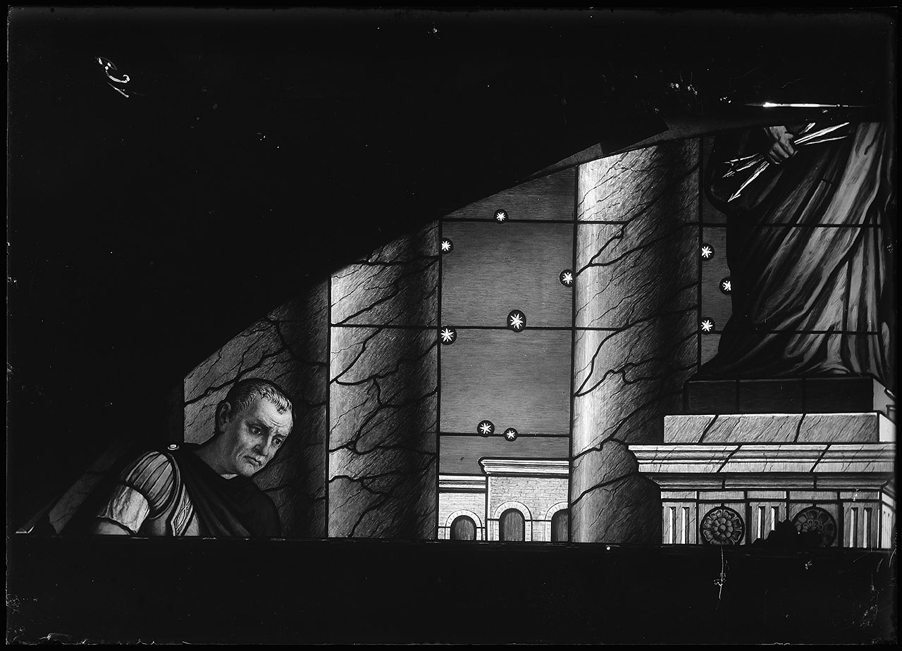 L0497 (negativo) di studio di vetrate artistiche Moretti-Caselli (fine/ inizio XX/ XXI)