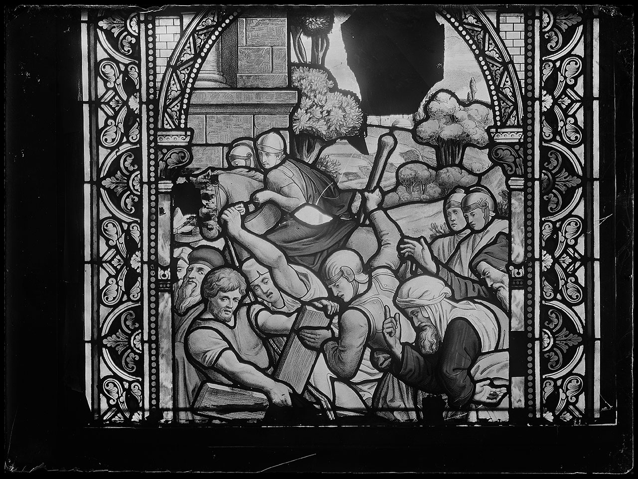 L0633 (negativo) di studio di vetrate artistiche Moretti-Caselli (fine/ inizio XX/ XXI)