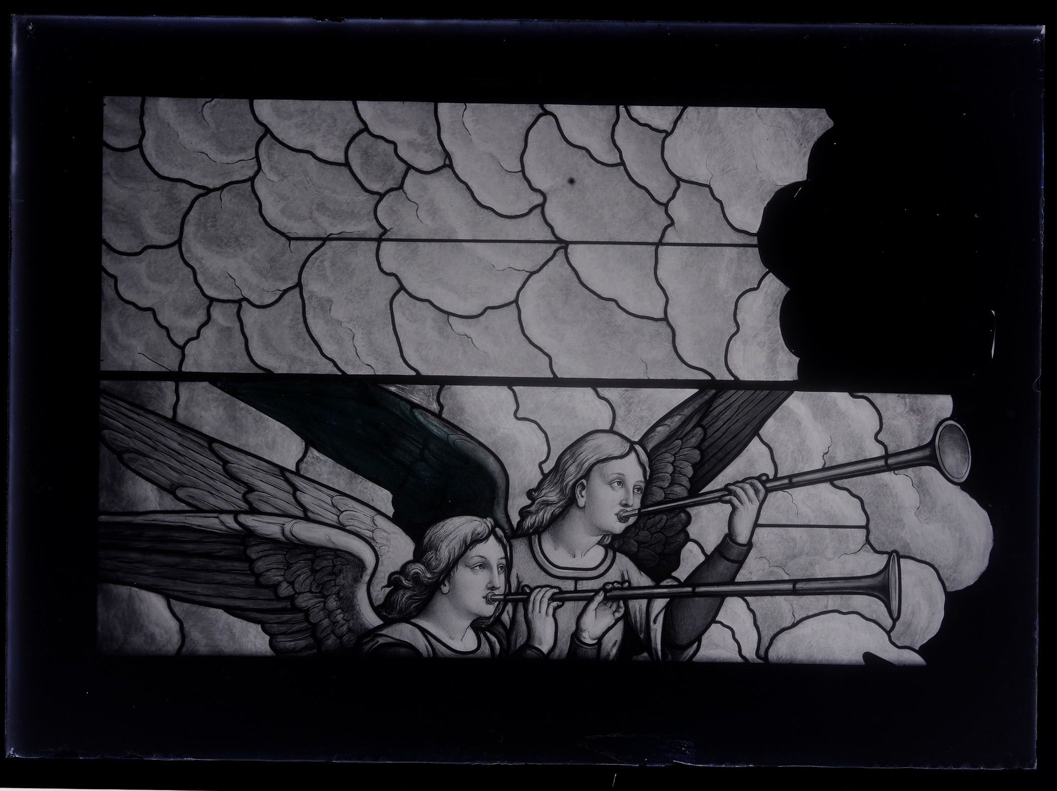 L0086 (negativo) di studio di vetrate artistiche Moretti-Caselli (fine/ inizio XX/ XXI)