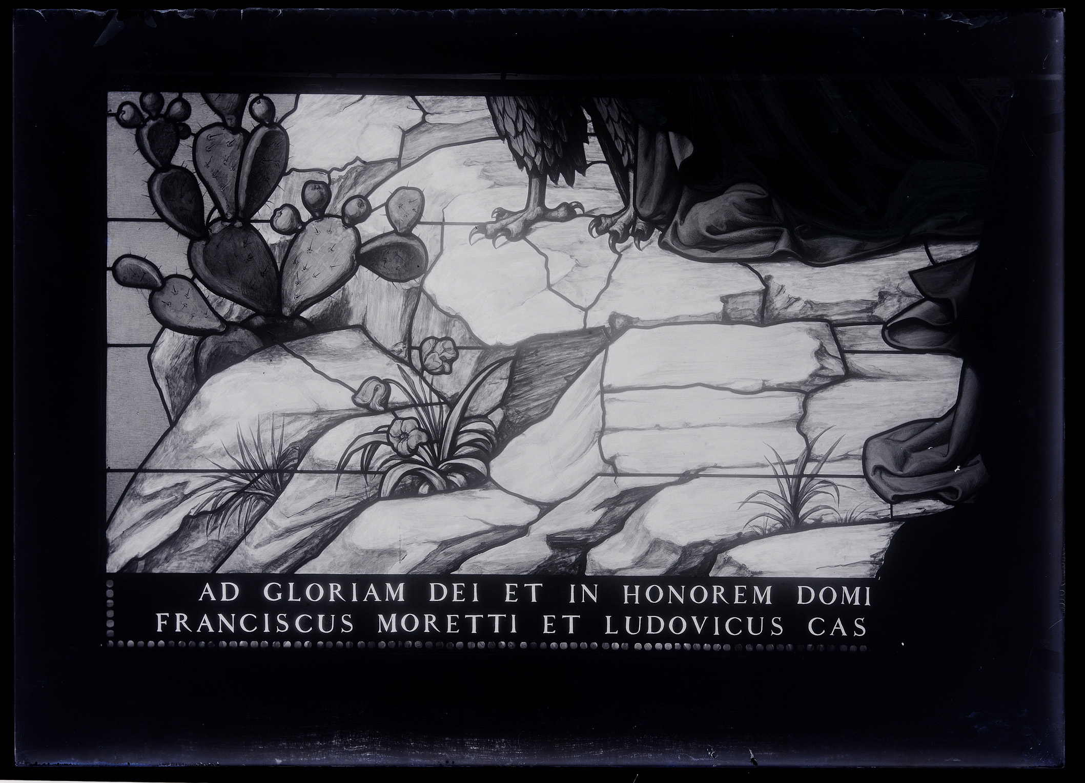 L0088 (negativo) di studio di vetrate artistiche Moretti-Caselli (fine/ inizio XX/ XXI)