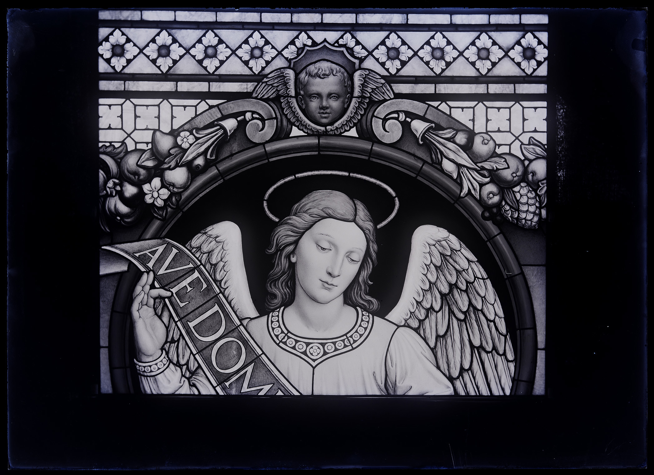 L0098 (negativo) di studio di vetrate artistiche Moretti-Caselli (fine/ inizio XX/ XXI)