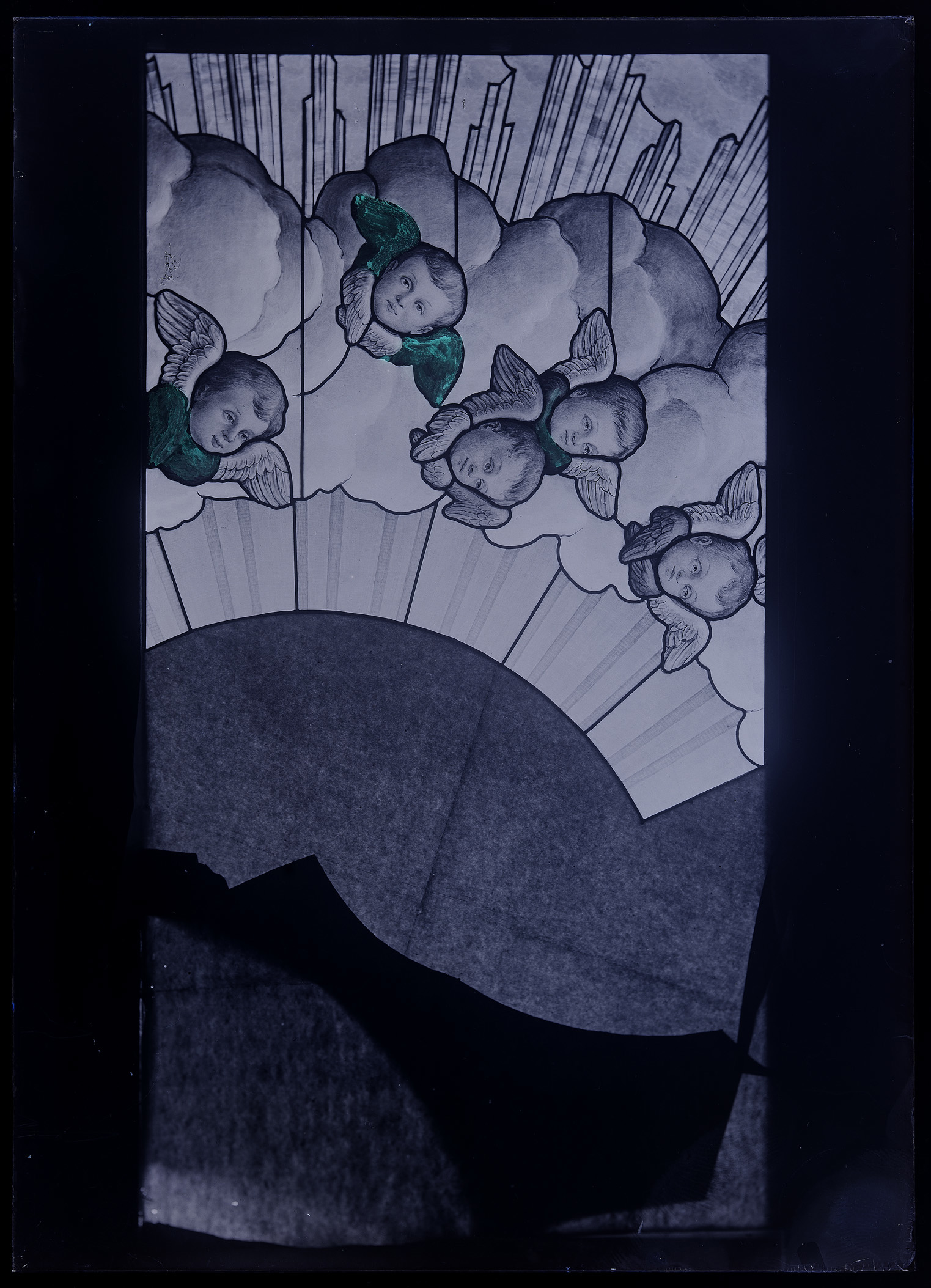 L0120 (negativo) di studio di vetrate artistiche Moretti-Caselli (fine/ inizio XX/ XXI)