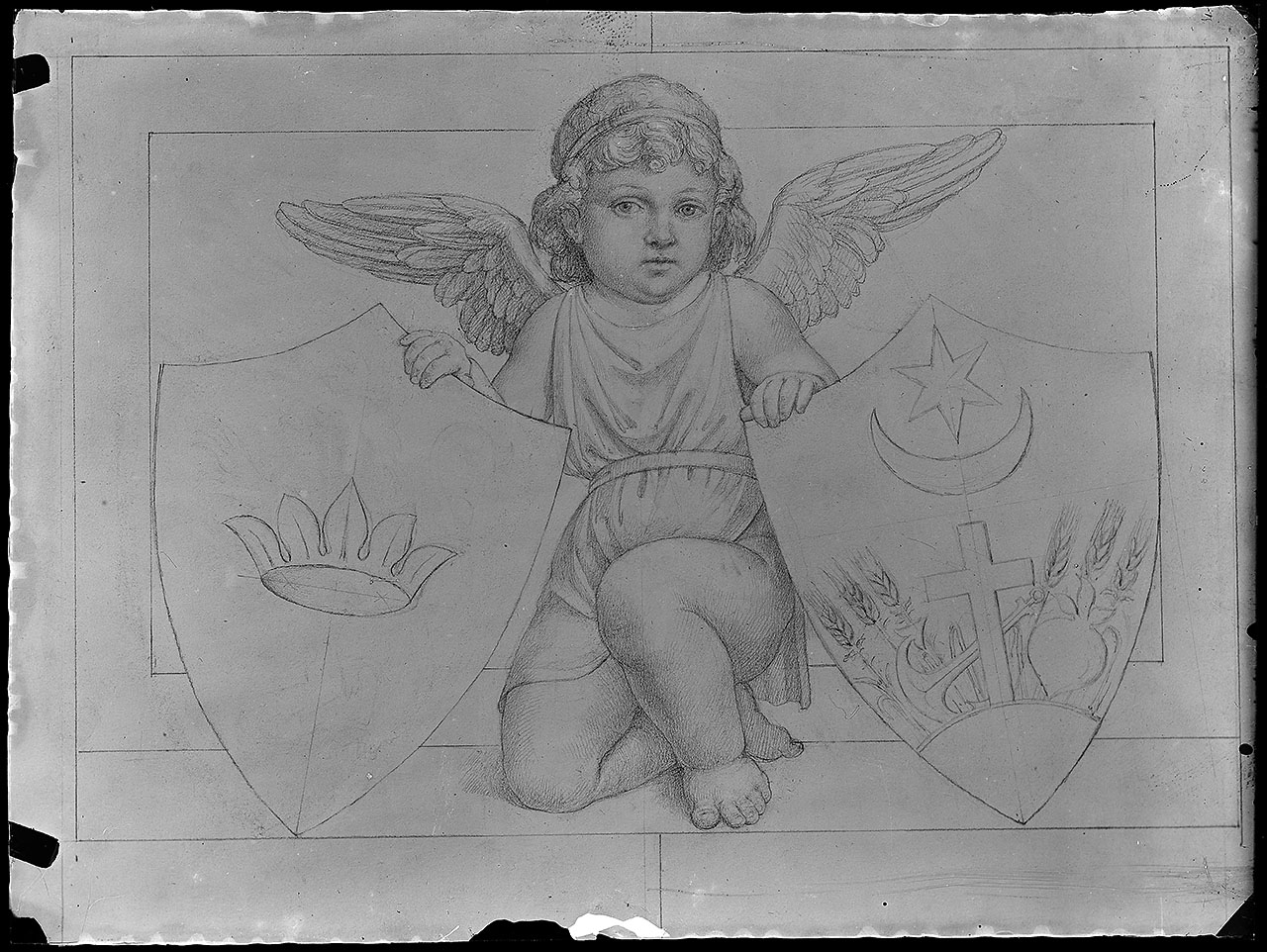 L0868 (negativo) di studio di vetrate artistiche Moretti-Caselli (fine/ inizio XX/ XXI)