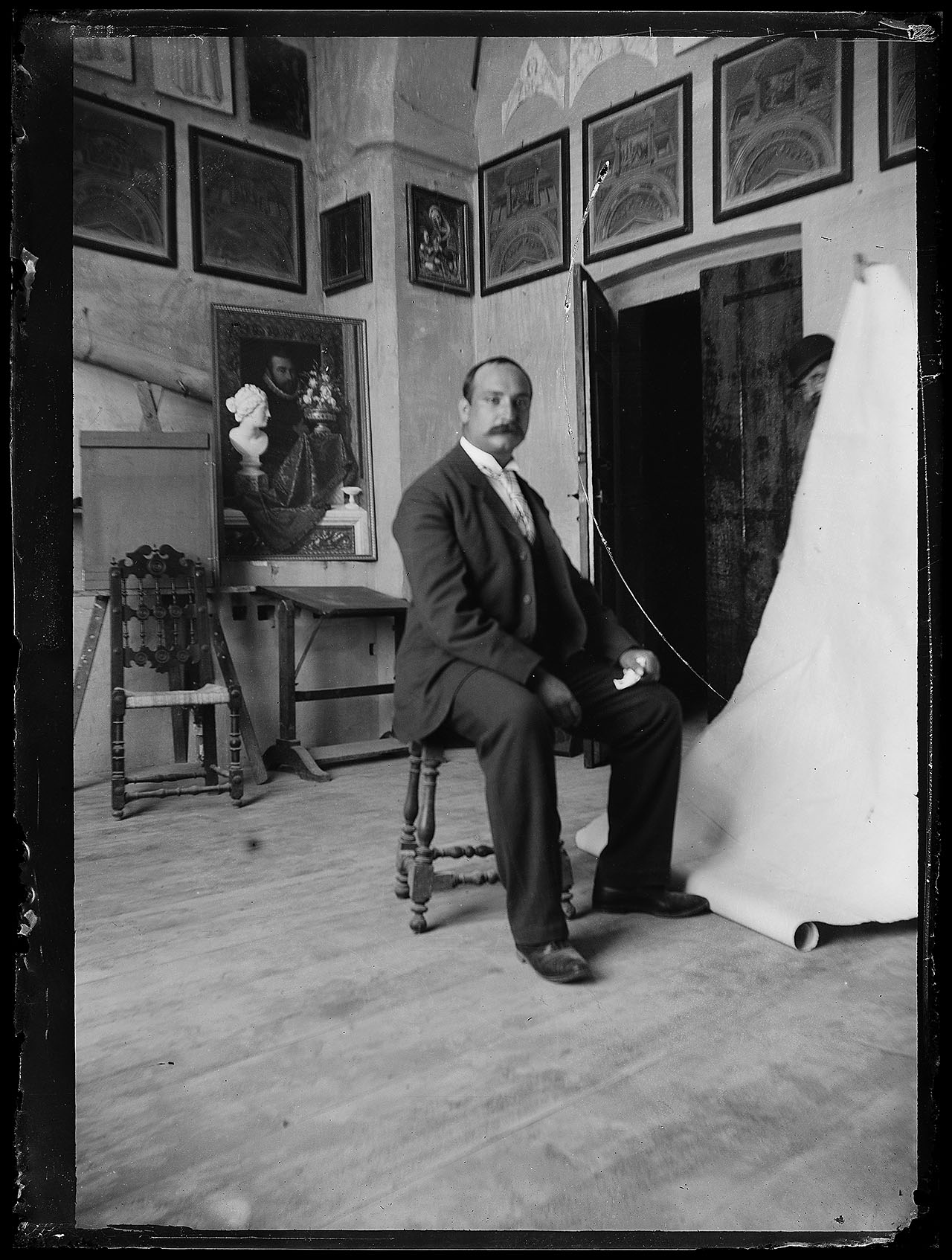 L0995 (negativo) di studio di vetrate artistiche Moretti-Caselli (fine/ inizio XX/ XXI)