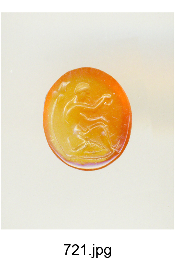figura maschile nuda inginocchiata (gemma) - produzione italiana (secc. XVI/ XVIII)