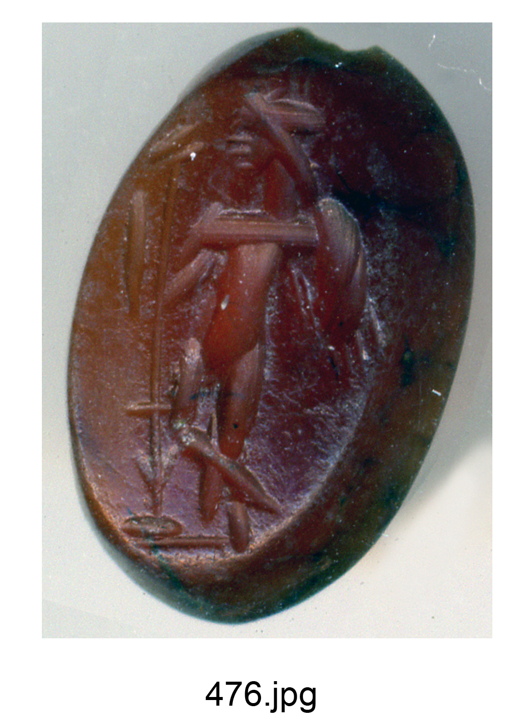figura maschile alata con armi (gemma) - produzione romana (secc. III/ IV)
