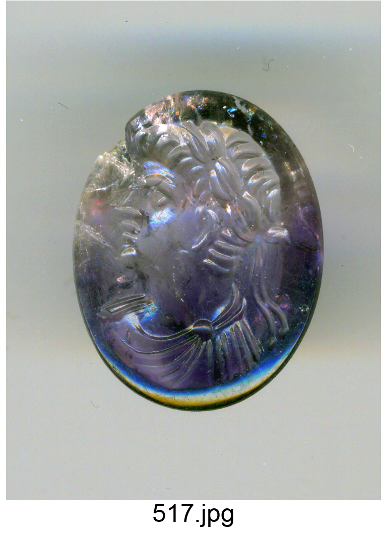 busto maschile panneggiato, laureato a sinistra (Nerone) (gemma) - produzione romana (metà sec. I)