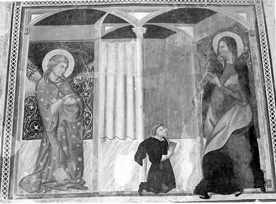 Annunciazione e committenti (dipinto, opera isolata) - ambito orvietano (ultimo quarto sec. XIV)