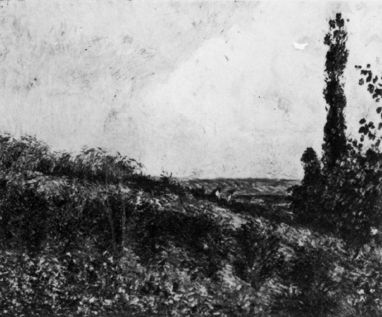Paesaggio: dintorni di Pontoise, paesaggio con alberi (dipinto) di Pissarro Camillo (sec. XIX)