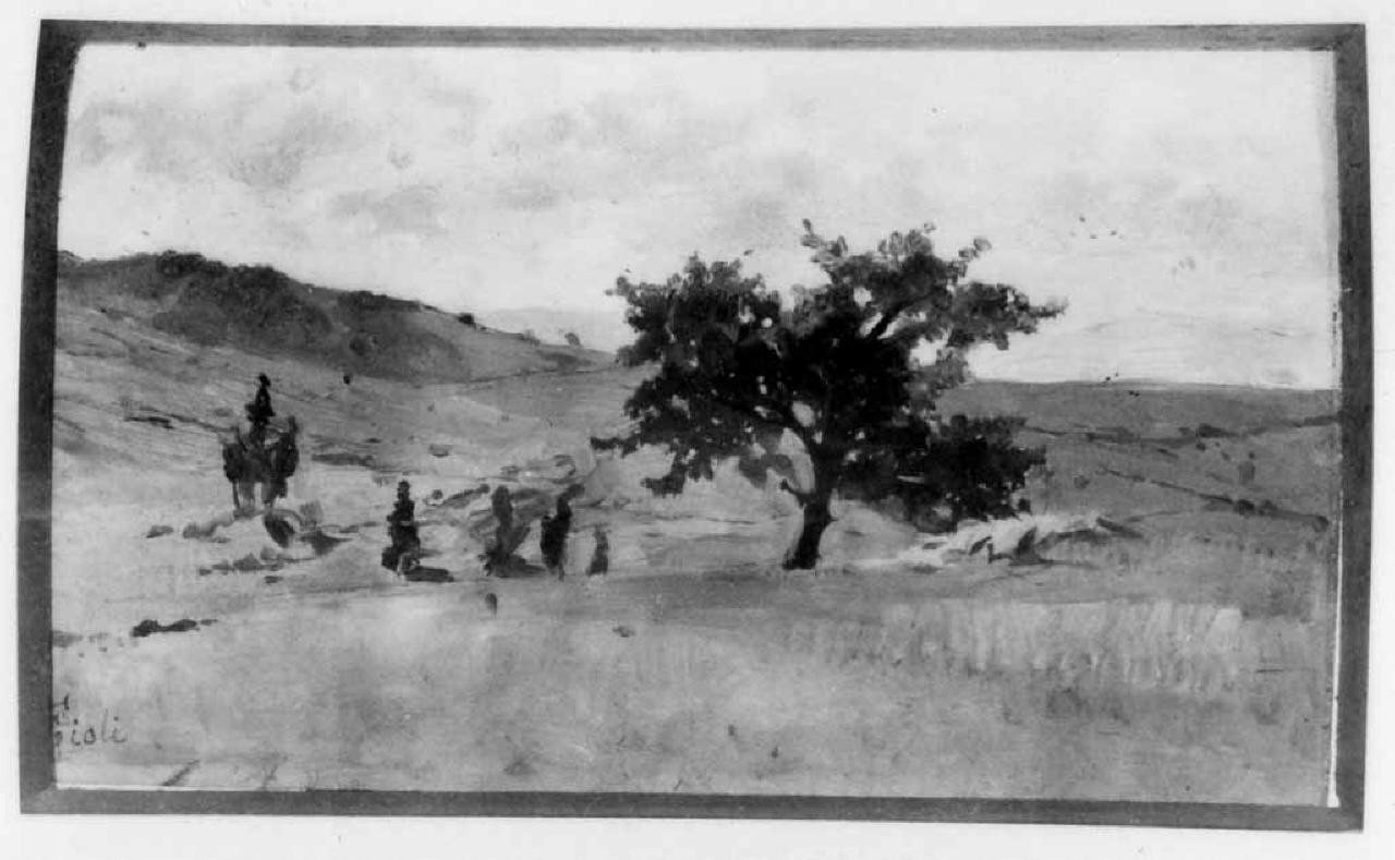 Paesaggio, paesaggio con alberi (dipinto) di Gioli Francesco (sec. XIX)