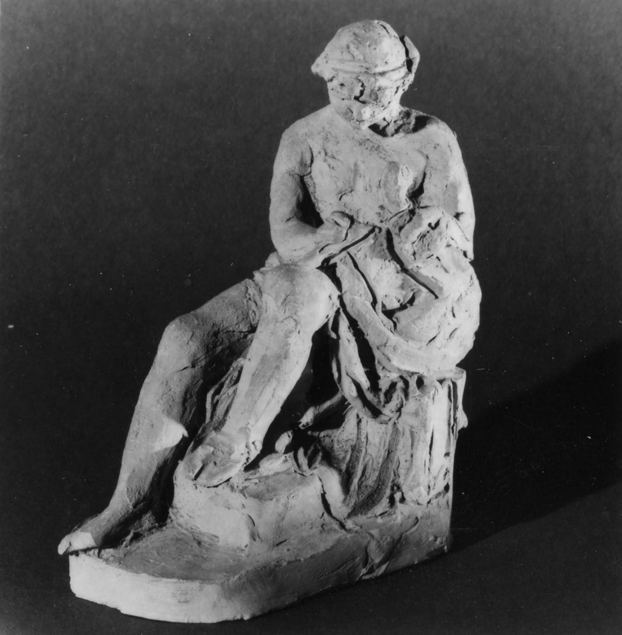 figura maschile seduta con cetra (scultura) di Fedi Pio (sec. XIX)