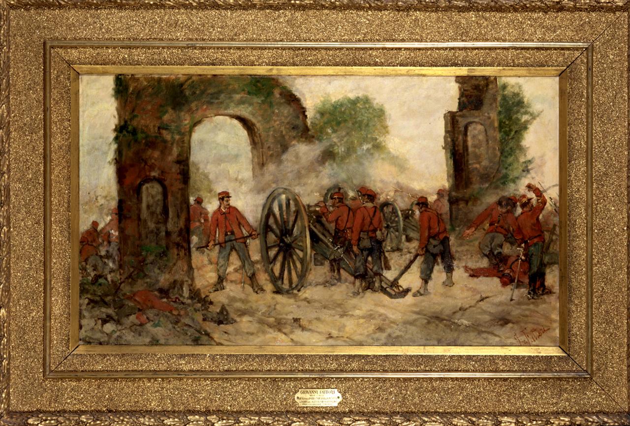 Battaglia del Volturno, scena di battaglia (dipinto) di Fattori Giovanni (secc. XIX/ XX) 