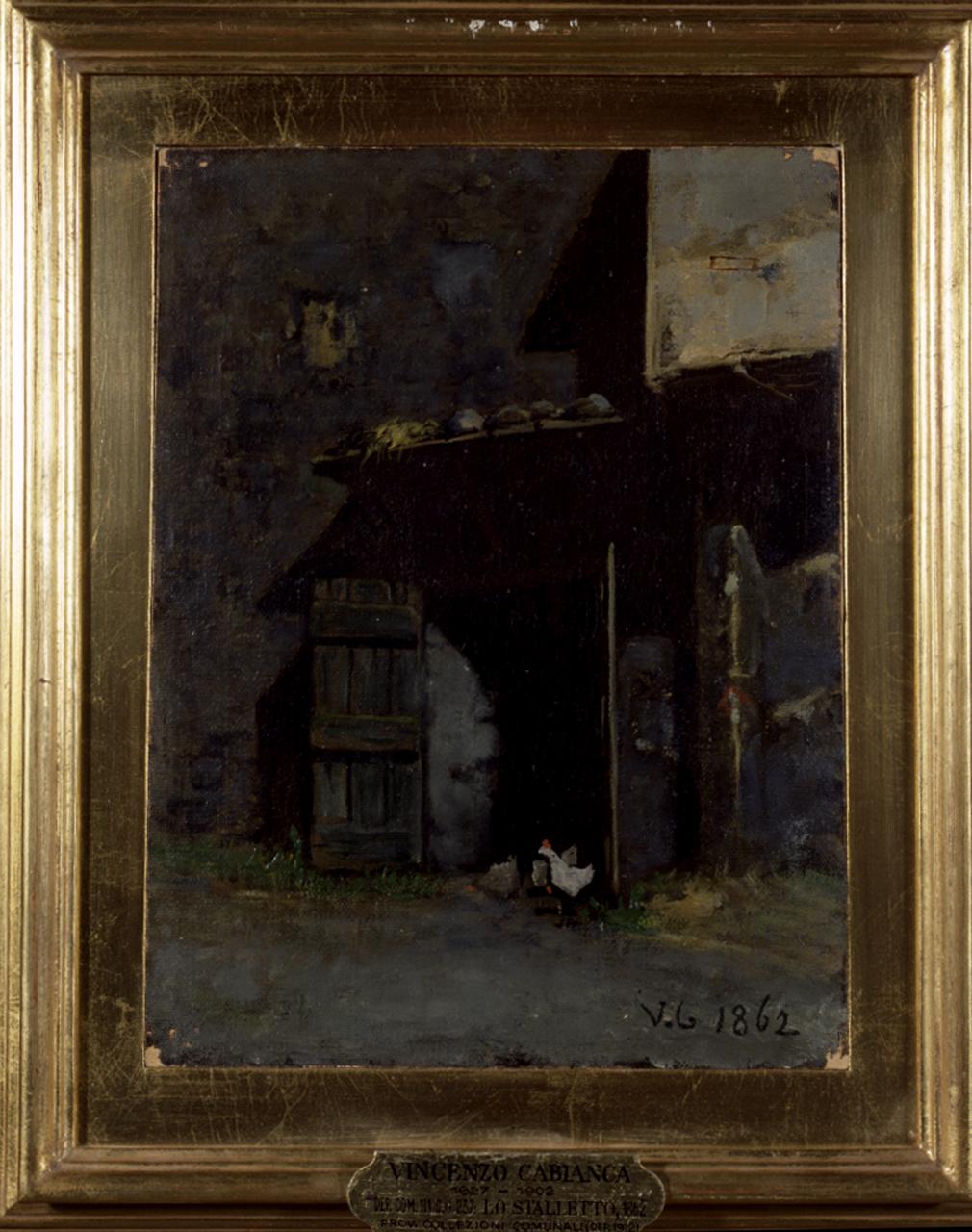 Lo stalletto, edificio rurale con galline (dipinto) di Boldini Giovanni (sec. XIX)