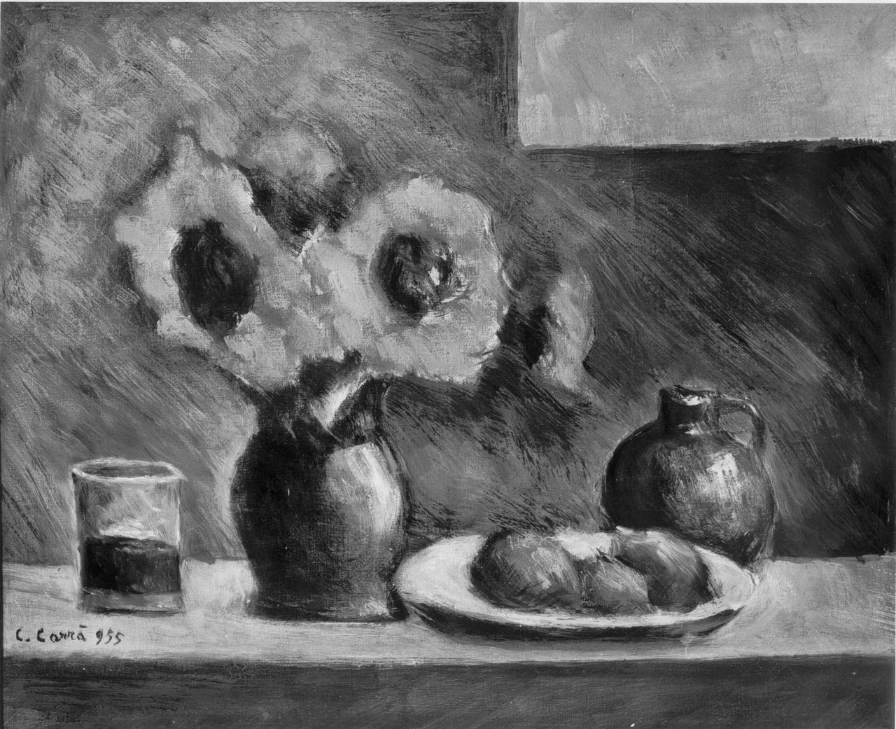 Natura morta, natura morta con girasoli (dipinto) di Carrà Carlo (sec. XX)