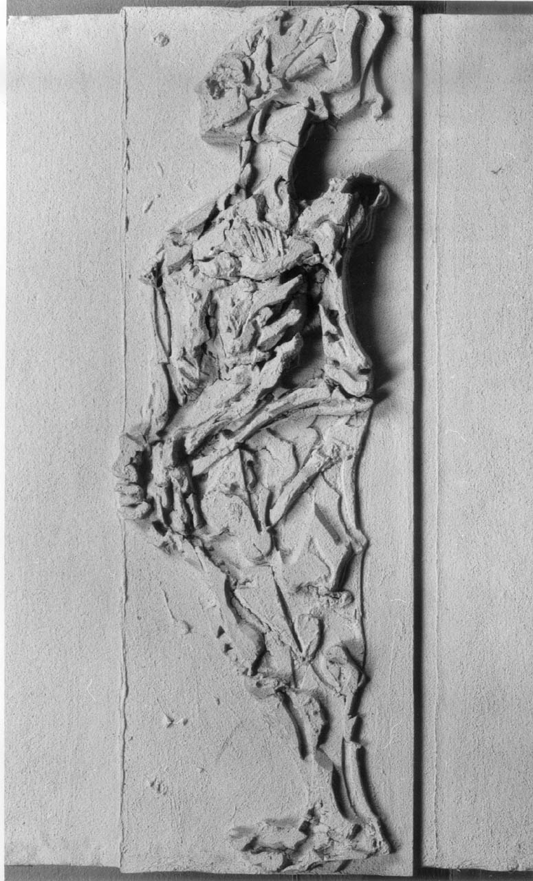 L'uomo e la terra, figura maschile distesa (opera cinetica) di Filippini Felice (sec. XX)