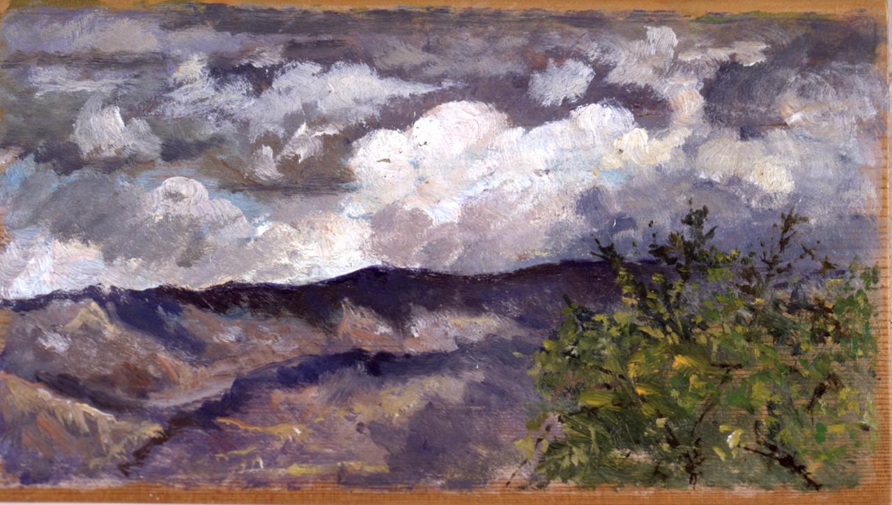 Nuvole, paesaggio campestre (dipinto) di Fattori Giovanni (sec. XIX)