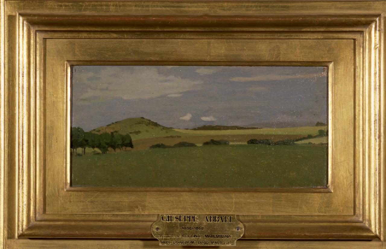 Collina maremmana, paesaggio campestre (dipinto) di Abbati Giuseppe (sec. XIX)