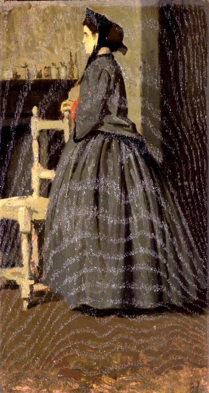 Ritratto di signora in grigio, ritratto di donna (dipinto) di Abbati Giuseppe (sec. XIX)