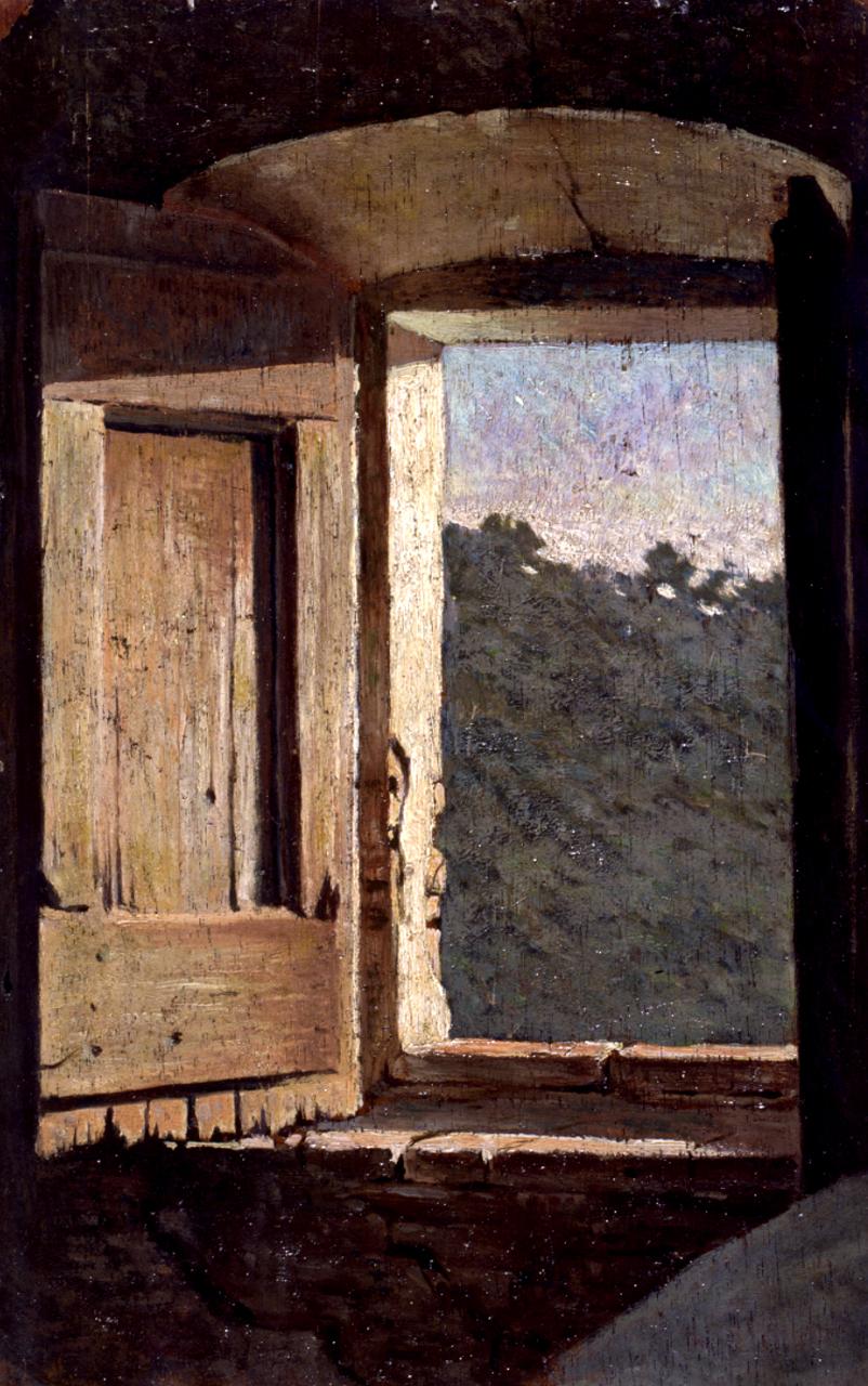 finestra di casa di campagna (dipinto) di Abbati Giuseppe (attribuito) (sec. XIX)