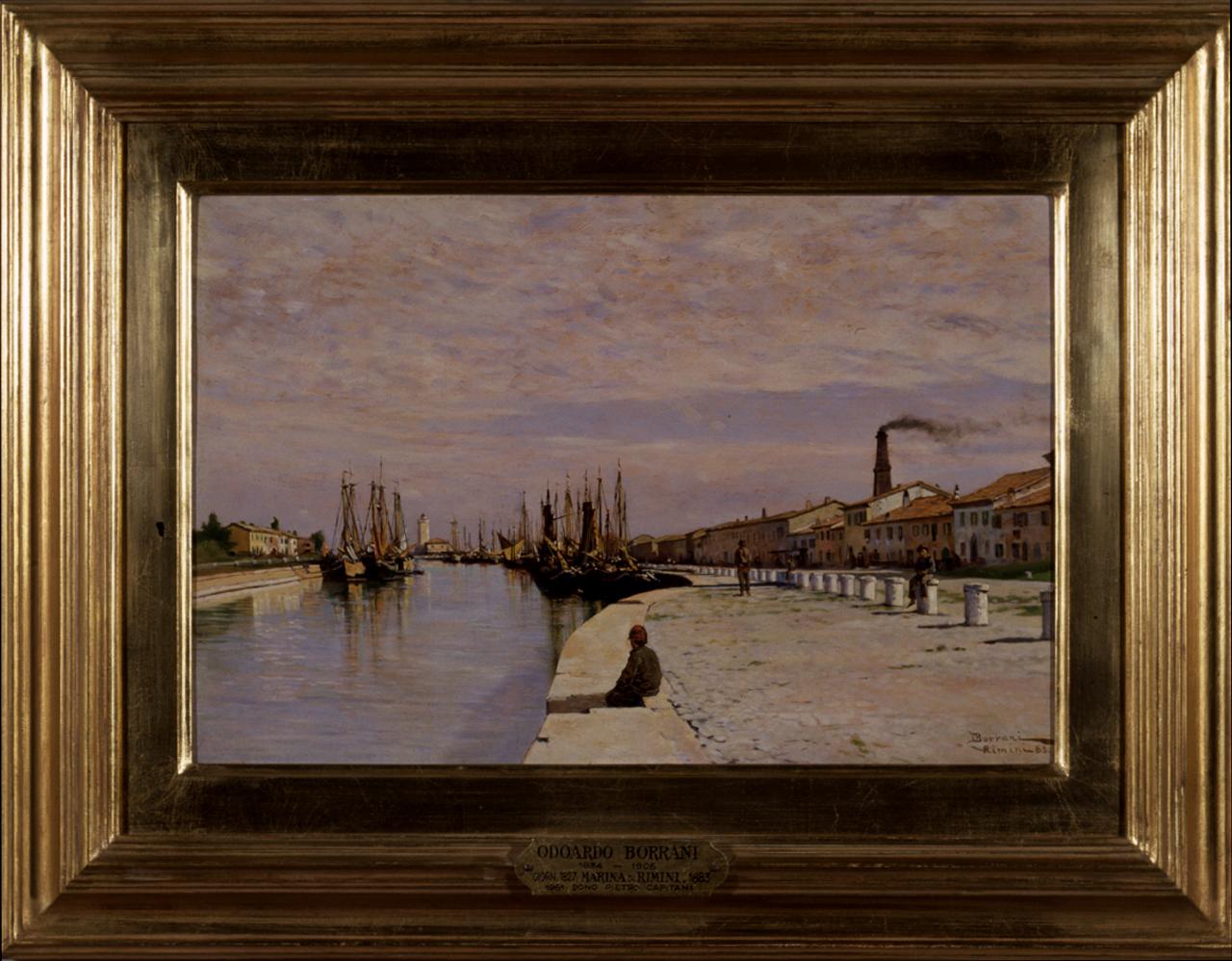Marina di Rimini, veduta di canale (dipinto) di Borrani Odoardo (sec. XIX)