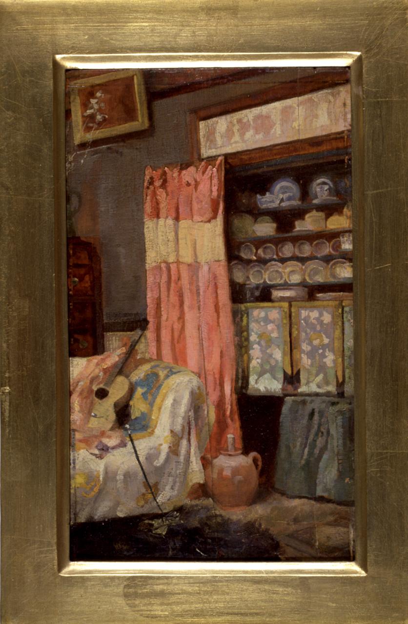 Lo studio, interno di abitazione (dipinto) di Borrani Odoardo (terzo quarto sec. XIX)