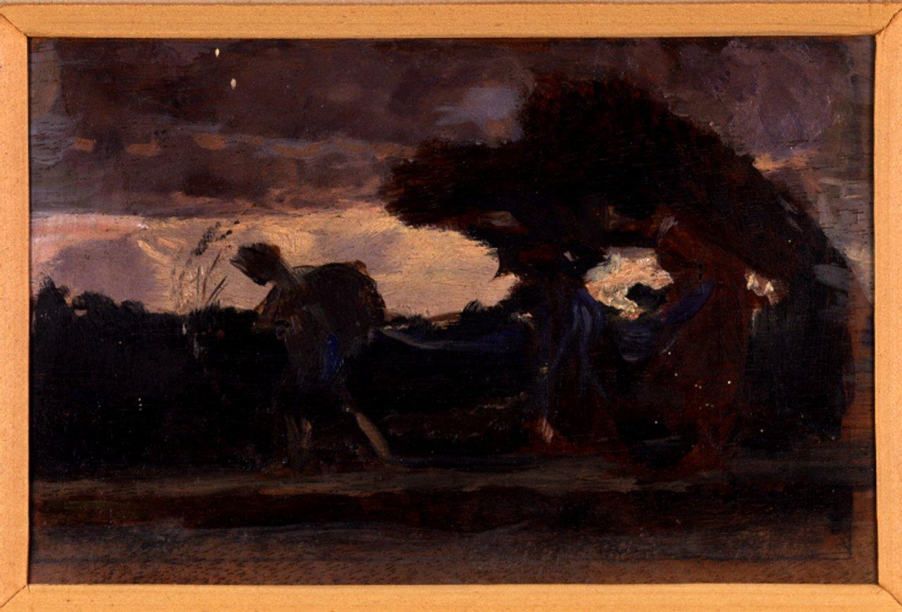 Boscaiole, contadine che lavorano (dipinto) di Banti Cristiano (sec. XIX)