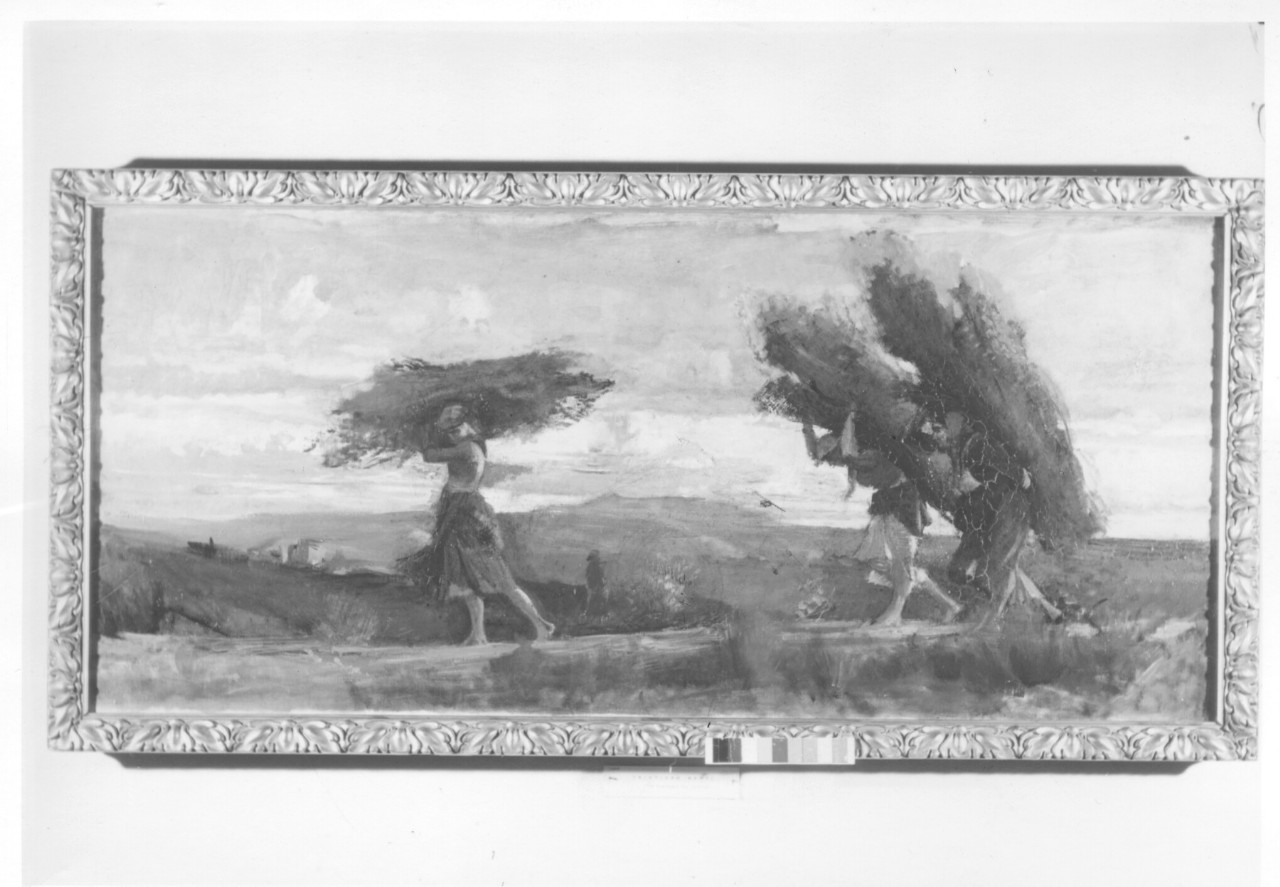 Boscaiole con fascine, contadine che lavorano (dipinto) di Banti Cristiano (sec. XIX)
