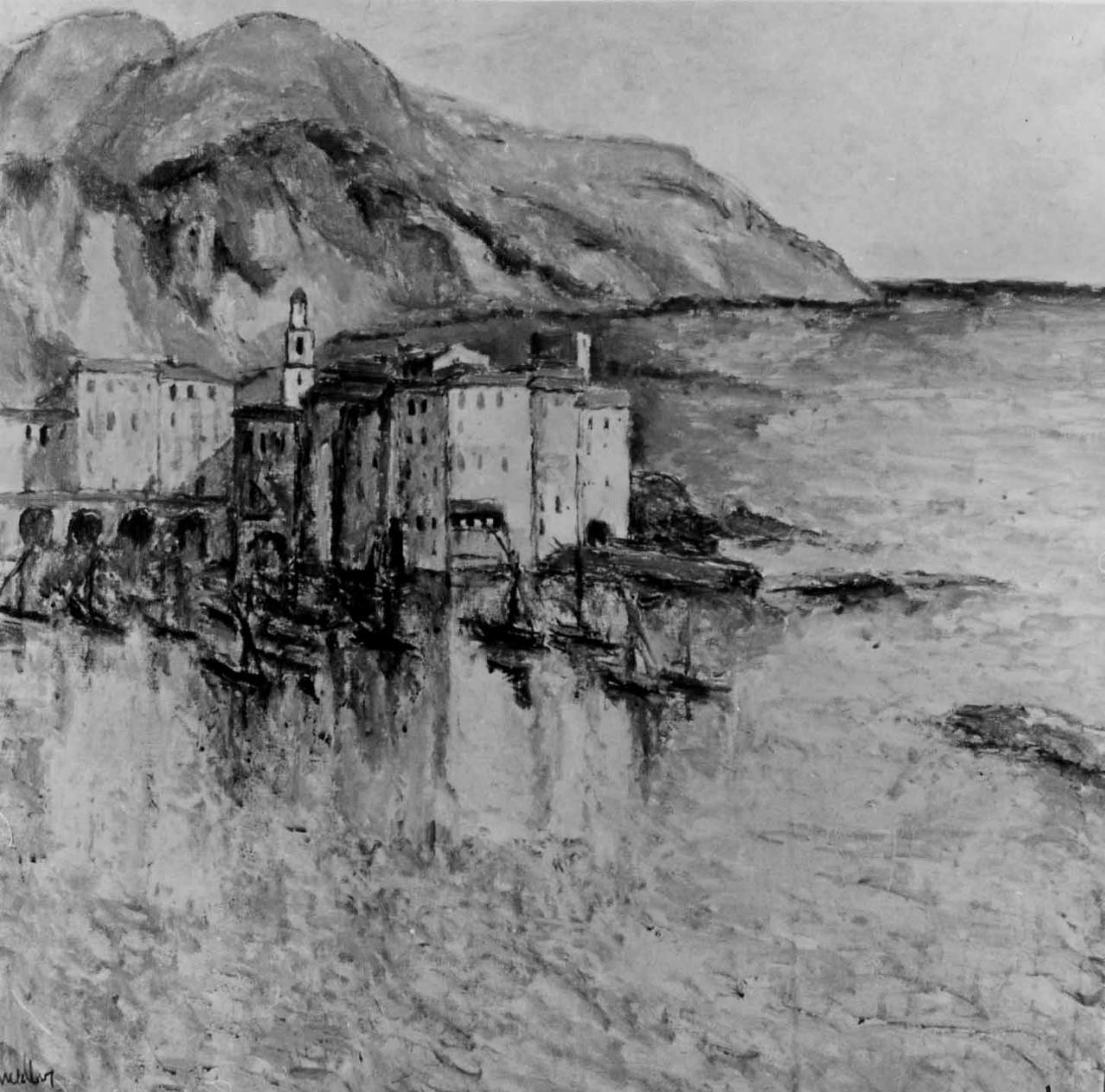 riviera ligure (dipinto) di Muller Alfredo (sec. XX)